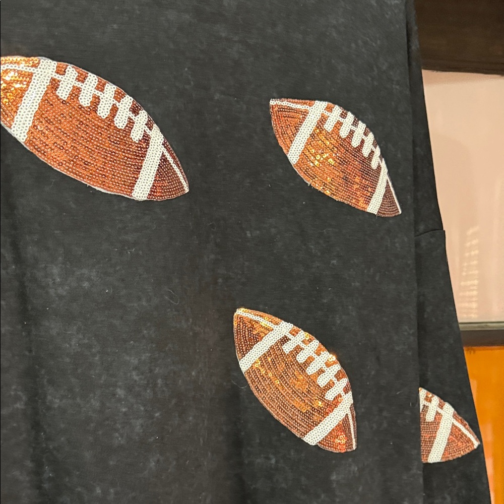 Black Football Print Women's Sweatshirt - Picture 4 of 6